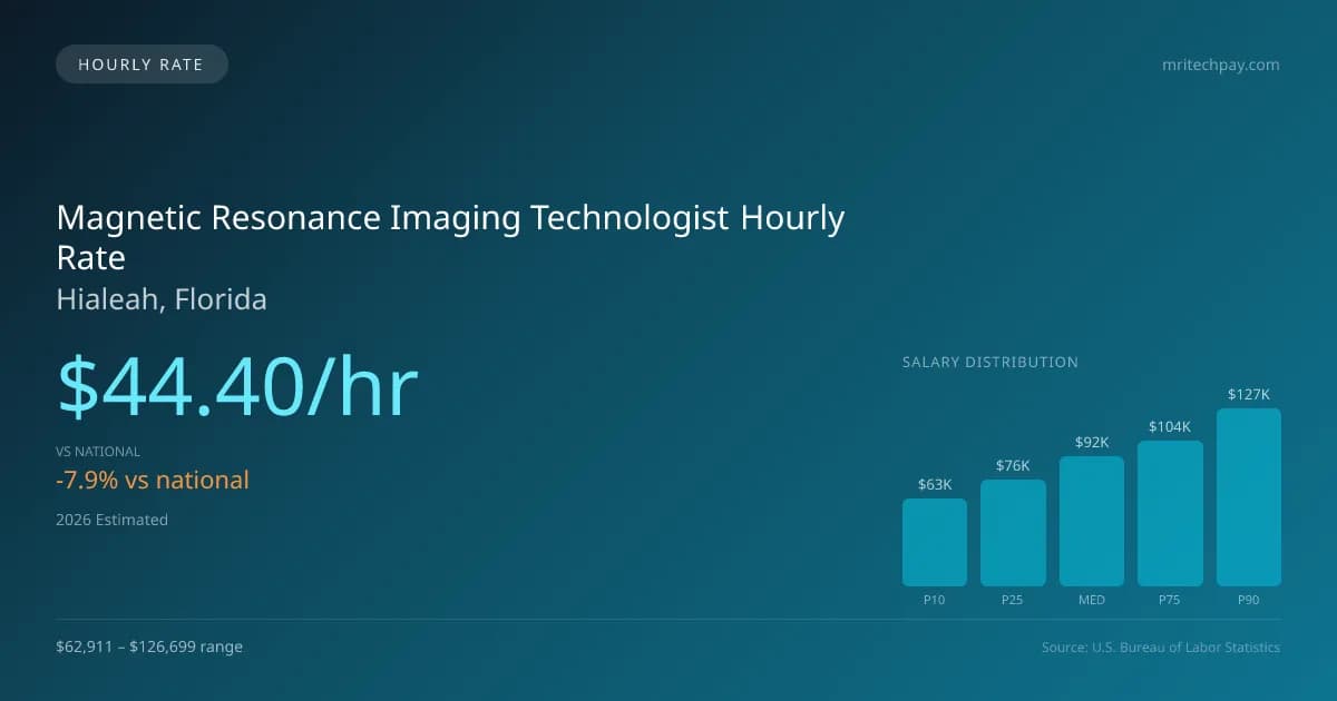 Magnetic Resonance Imaging Technologist Hourly Rate in Hialeah, FL — 2026 est., based on 2025 BLS