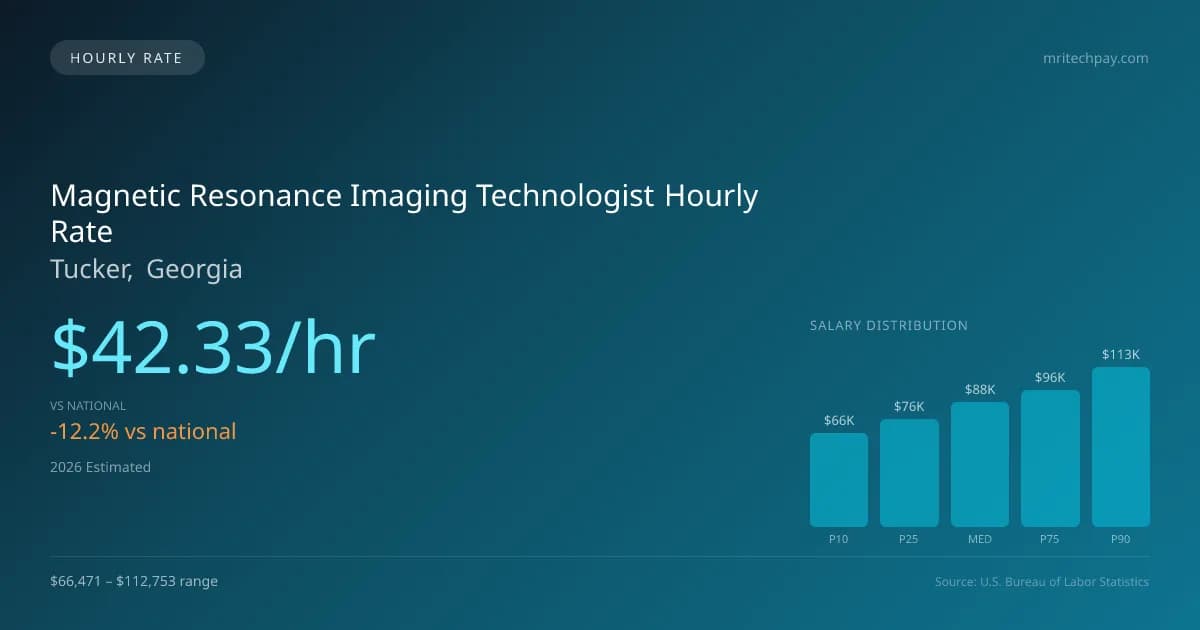 Magnetic Resonance Imaging Technologist Hourly Rate in Tucker, GA — 2026 est., based on 2025 BLS