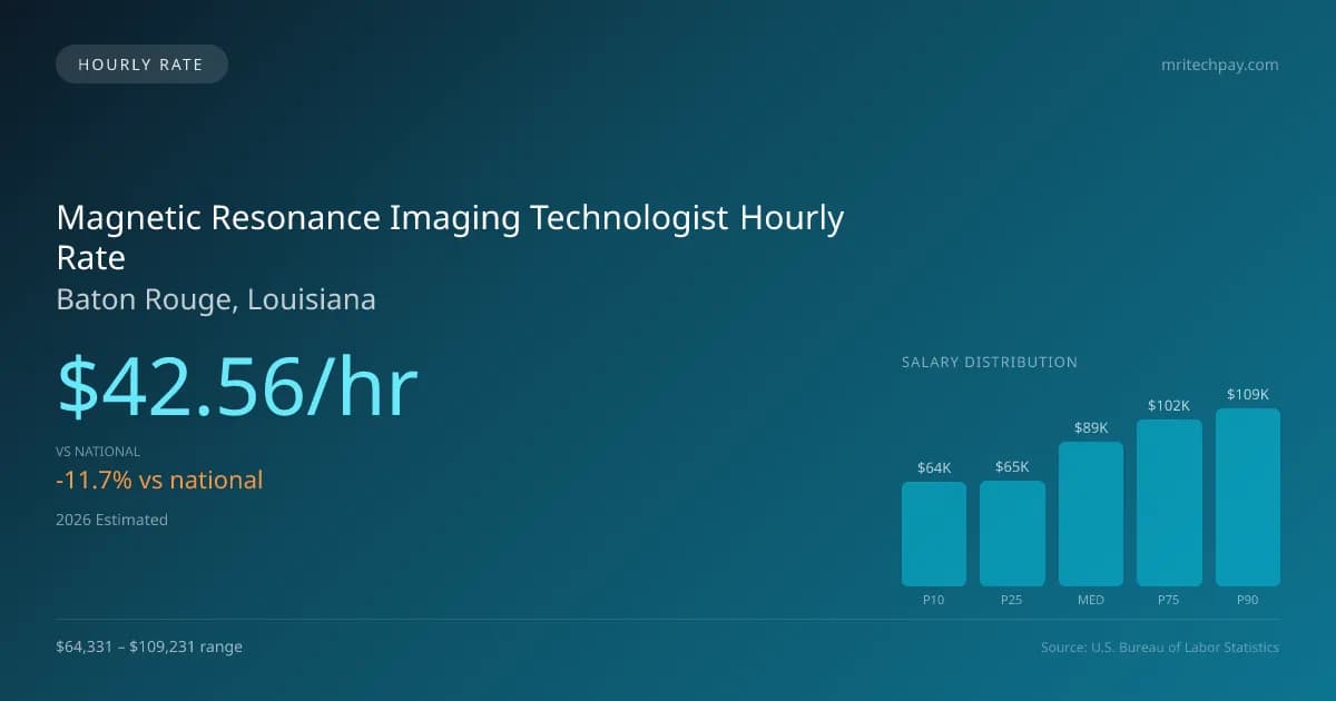 Magnetic Resonance Imaging Technologist Hourly Rate in Baton Rouge, LA — 2026 est., based on 2025 BLS