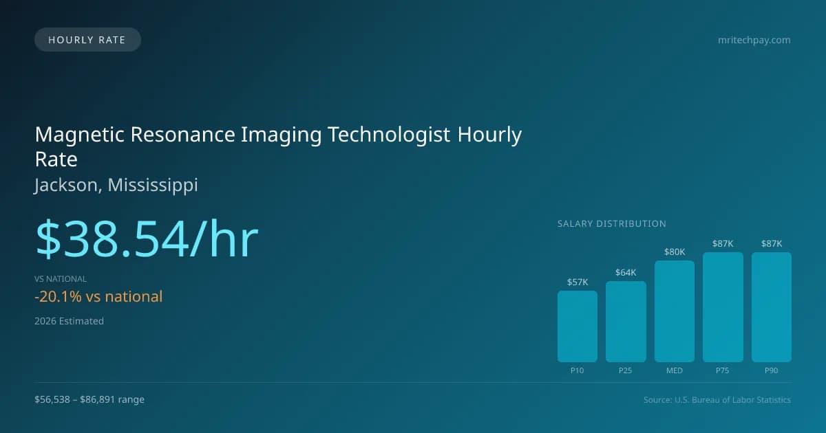 Magnetic Resonance Imaging Technologist Hourly Rate in Jackson, MS — 2026 est., based on 2025 BLS