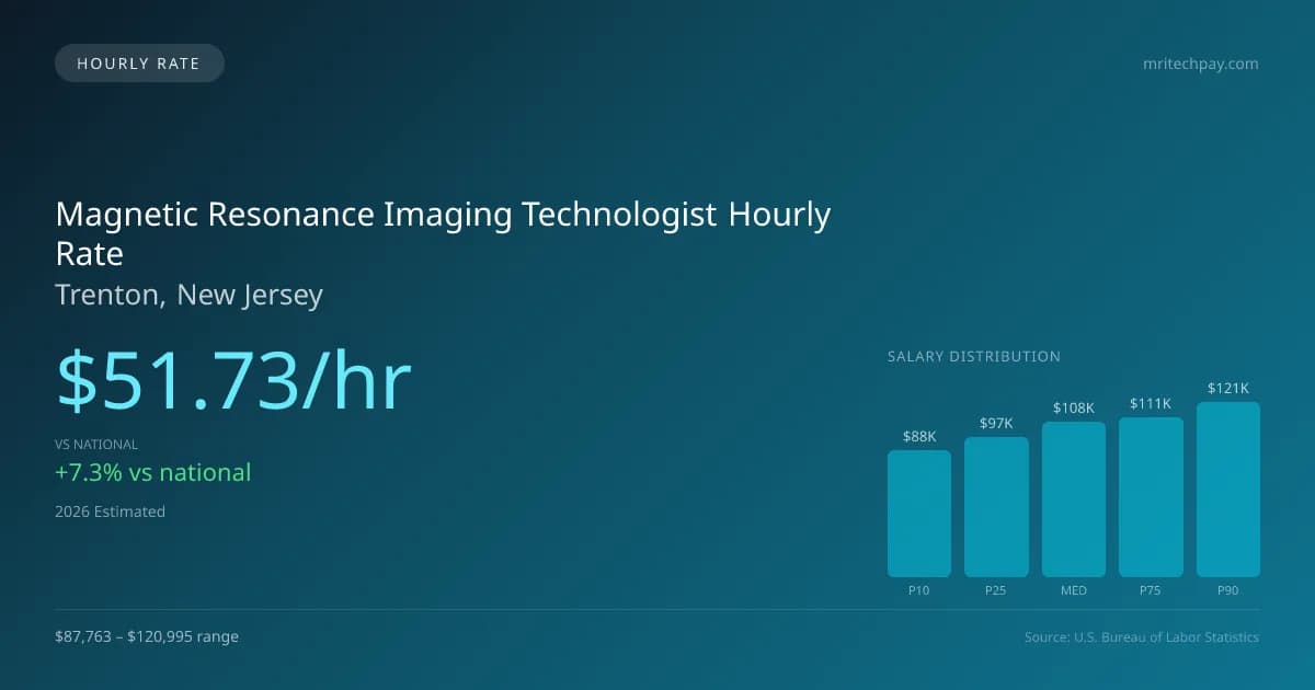 Magnetic Resonance Imaging Technologist Hourly Rate in Trenton, NJ — 2026 est., based on 2025 BLS