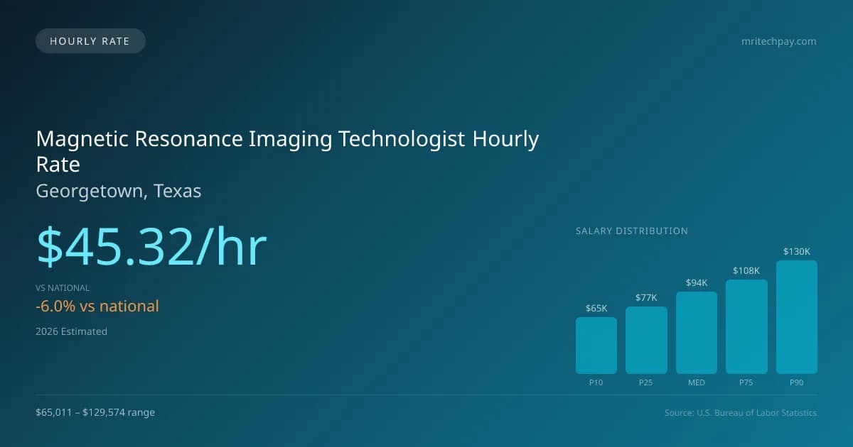 Magnetic Resonance Imaging Technologist Hourly Rate in Georgetown, TX — 2026 est., based on 2025 BLS