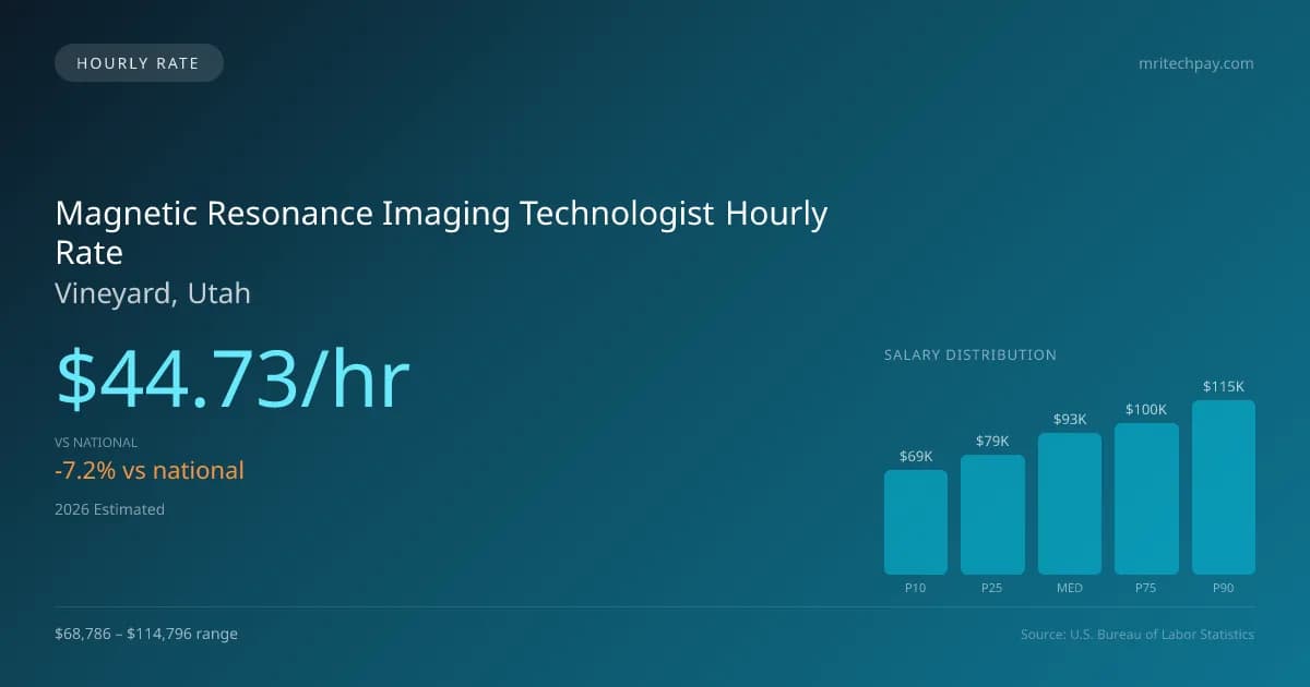 Magnetic Resonance Imaging Technologist Hourly Rate in Vineyard, UT — 2026 est., based on 2025 BLS