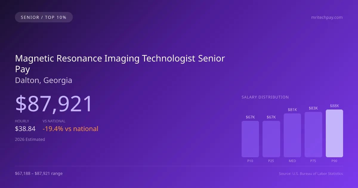 Magnetic Resonance Imaging Technologist Senior Salary in Dalton, GA — 2026 est., based on 2025 BLS