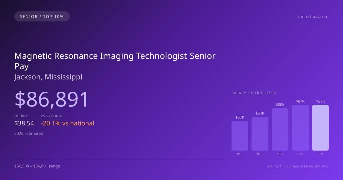 Magnetic Resonance Imaging Technologist Senior Salary in Jackson, MS — 2026 est., based on 2025 BLS