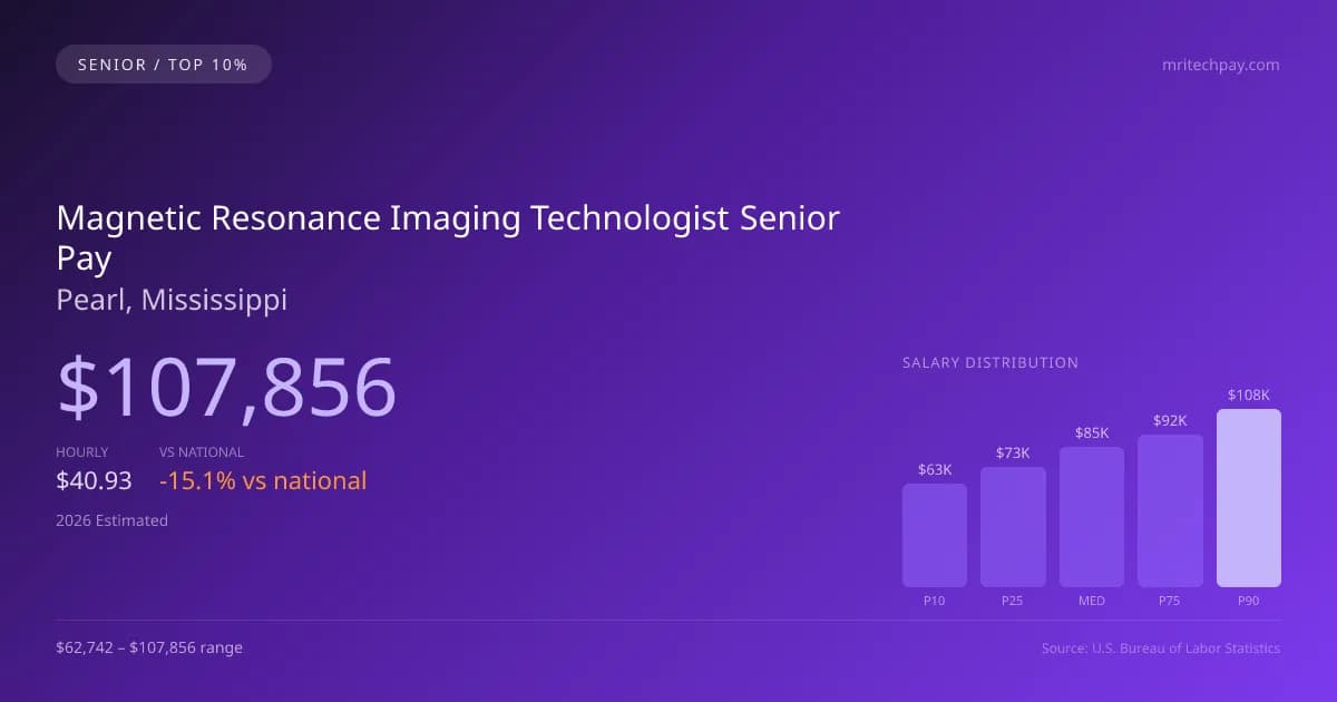 Magnetic Resonance Imaging Technologist Senior Salary in Pearl, MS — 2026 est., based on 2025 BLS
