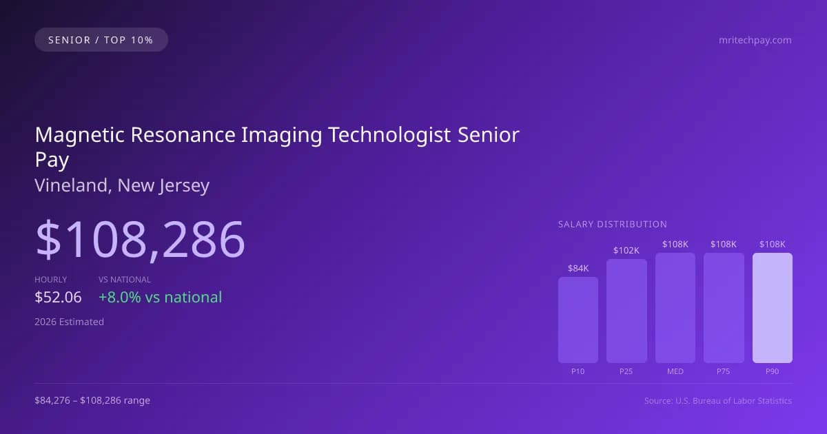 Magnetic Resonance Imaging Technologist Senior Salary in Vineland, NJ — 2026 est., based on 2025 BLS