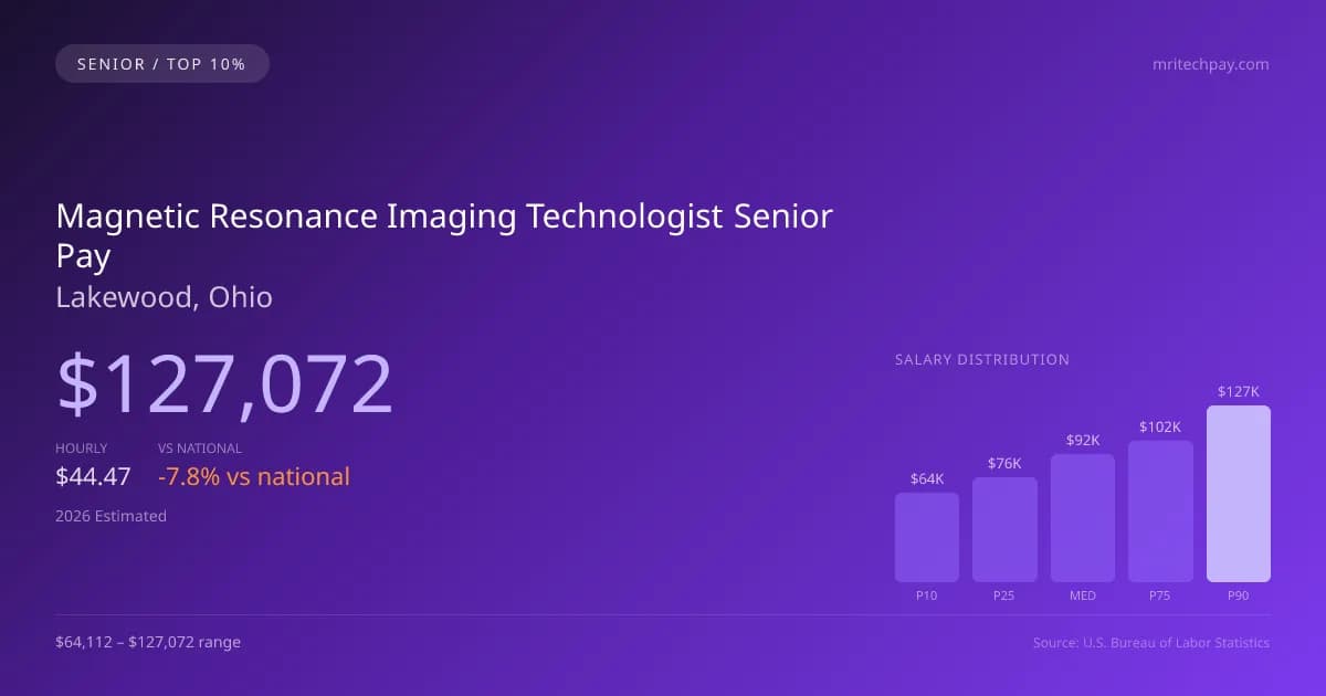 Magnetic Resonance Imaging Technologist Senior Salary in Lakewood, OH — 2026 est., based on 2025 BLS