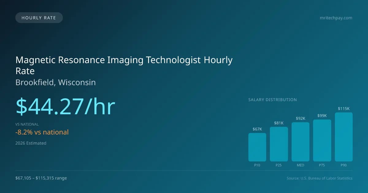 Magnetic Resonance Imaging Technologist Hourly Rate in Brookfield, WI — 2026 est., based on 2025 BLS