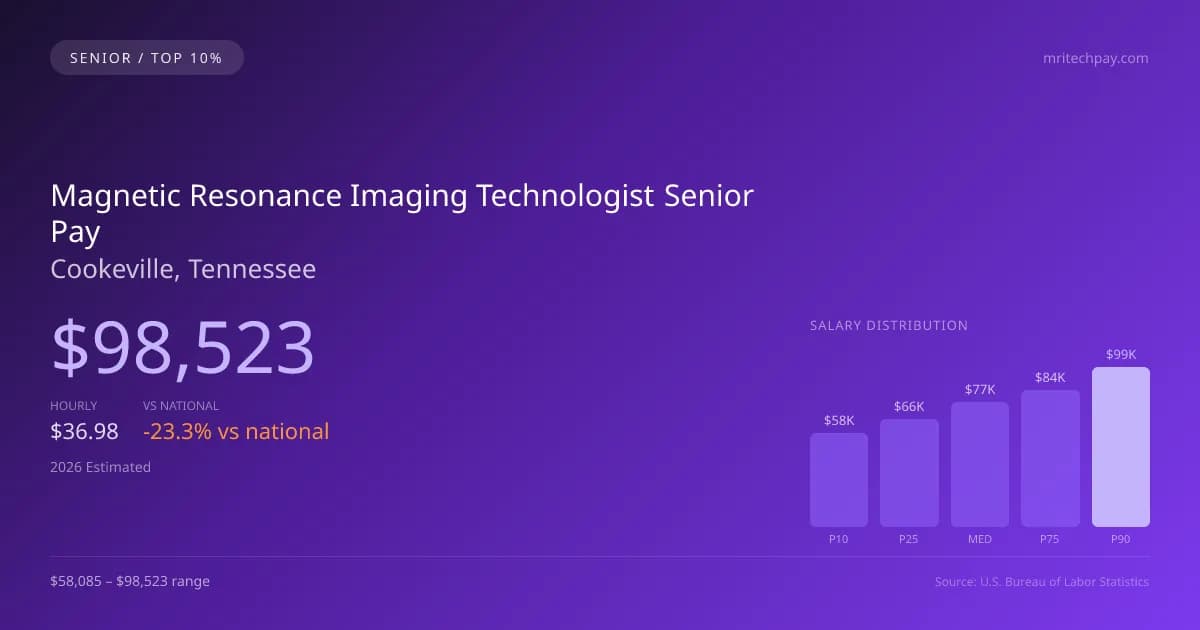 Magnetic Resonance Imaging Technologist Senior Salary in Cookeville, TN — 2026 est., based on 2025 BLS