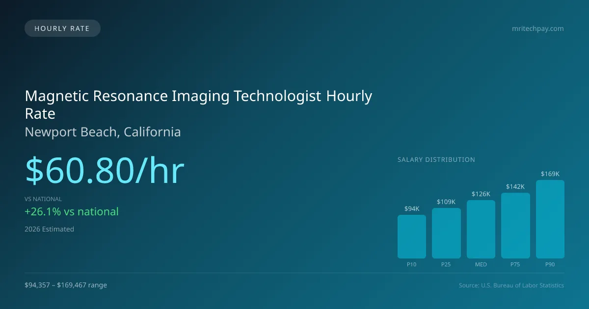 Magnetic Resonance Imaging Technologist Hourly Rate in Newport Beach, CA — 2026 est., based on 2025 BLS