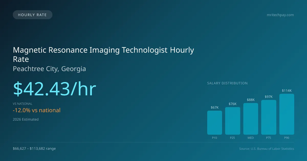 Magnetic Resonance Imaging Technologist Hourly Rate in Peachtree City, GA — 2026 est., based on 2025 BLS