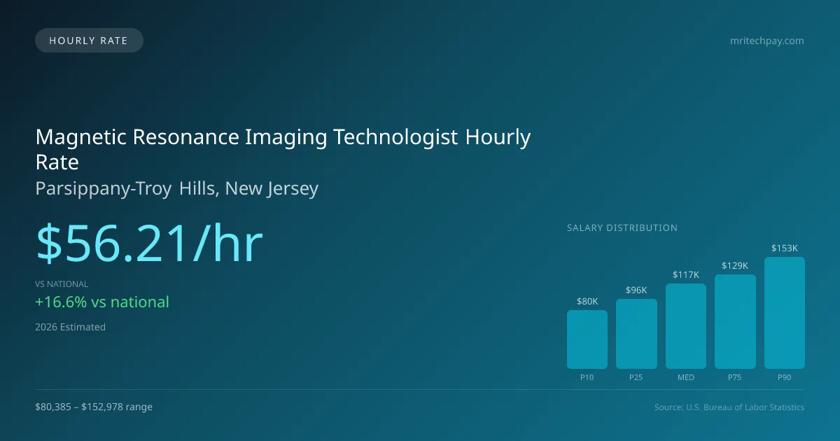 Magnetic Resonance Imaging Technologist Hourly Rate in Parsippany-Troy Hills, NJ — 2026 est., based on 2025 BLS