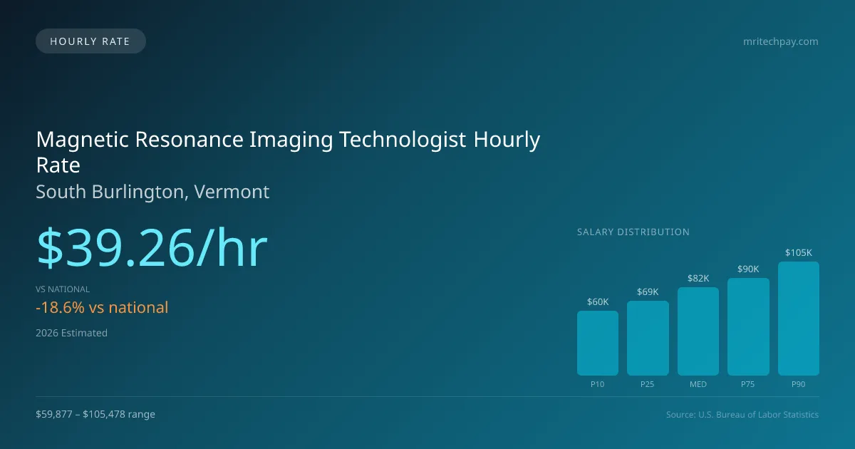 Magnetic Resonance Imaging Technologist Hourly Rate in South Burlington, VT — 2026 est., based on 2025 BLS