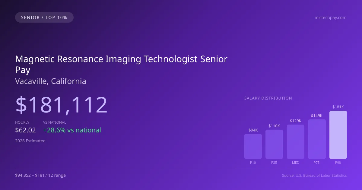 Magnetic Resonance Imaging Technologist Senior Salary in Vacaville, CA — 2026 est., based on 2025 BLS