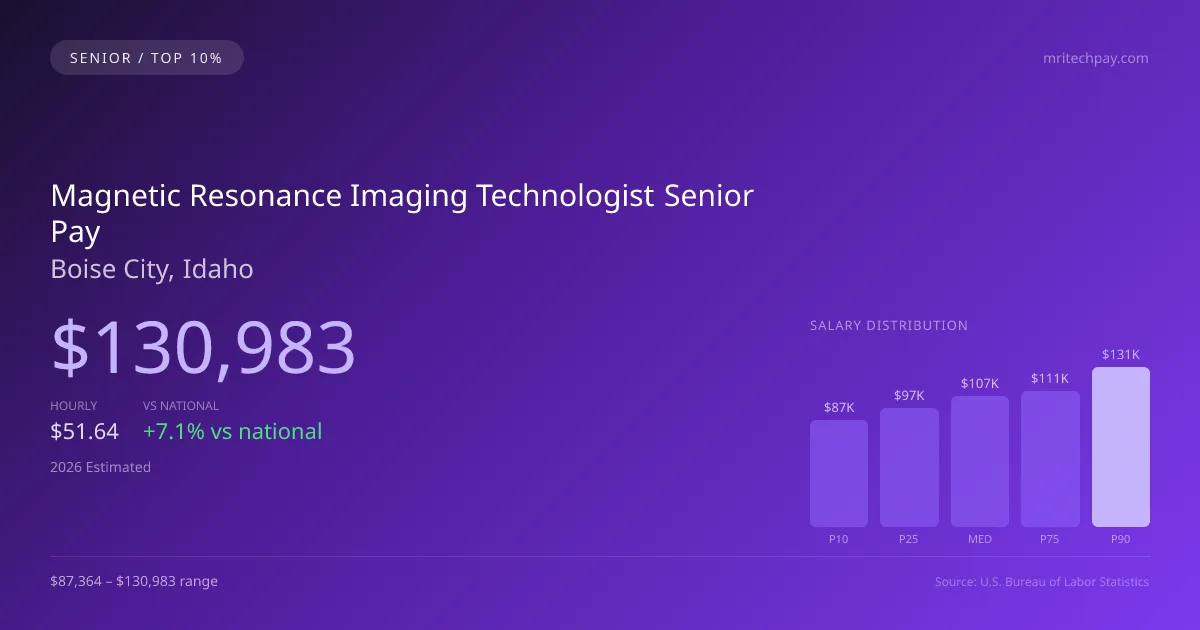 Magnetic Resonance Imaging Technologist Senior Salary in Boise City, ID — 2026 est., based on 2025 BLS