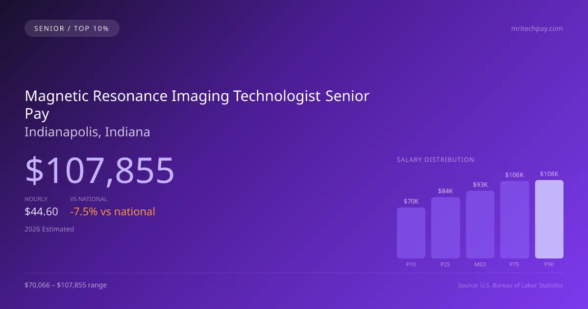 Magnetic Resonance Imaging Technologist Senior Salary in Indianapolis, IN — 2026 est., based on 2025 BLS