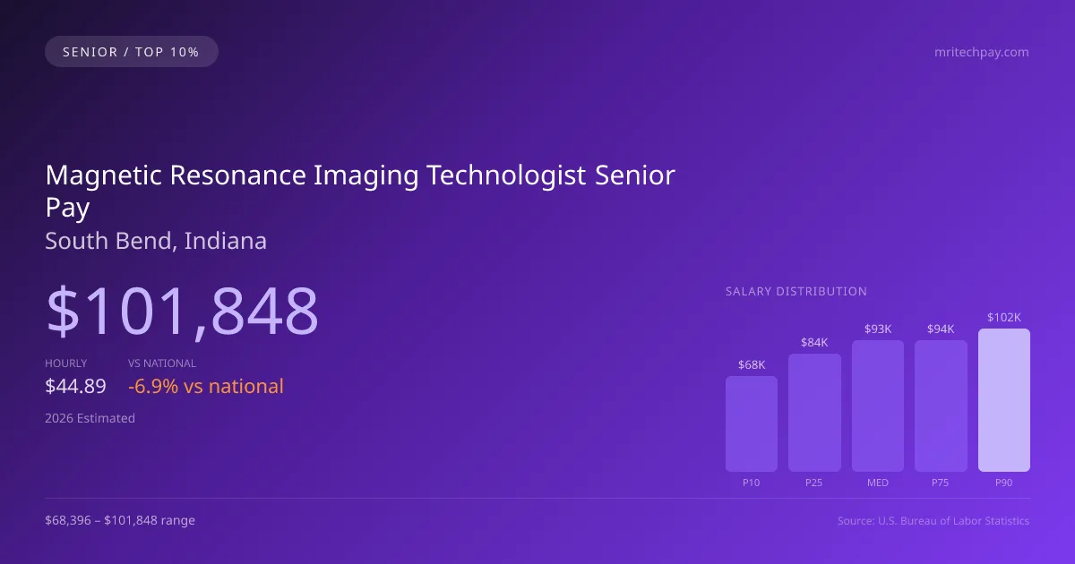 Magnetic Resonance Imaging Technologist Senior Salary in South Bend, IN — 2026 est., based on 2025 BLS
