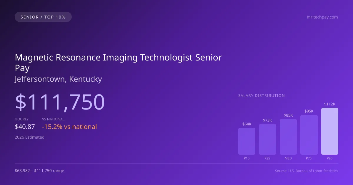Magnetic Resonance Imaging Technologist Senior Salary in Jeffersontown, KY — 2026 est., based on 2025 BLS