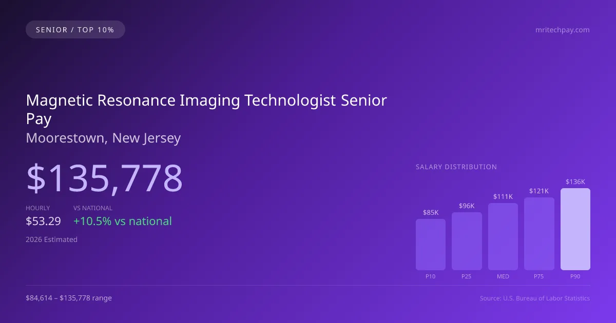 Magnetic Resonance Imaging Technologist Senior Salary in Moorestown, NJ — 2026 est., based on 2025 BLS