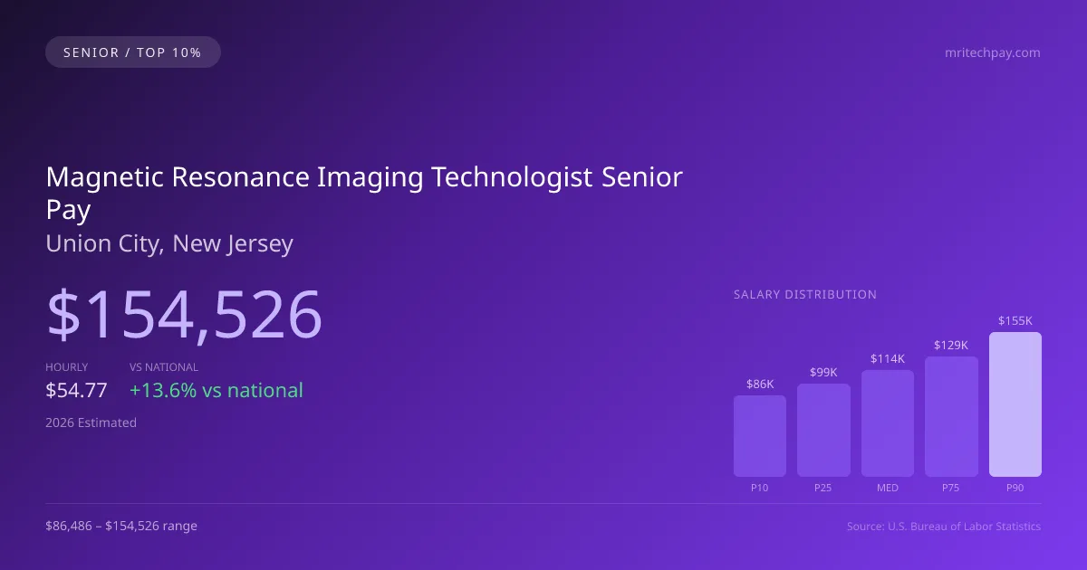 Magnetic Resonance Imaging Technologist Senior Salary in Union City, NJ — 2026 est., based on 2025 BLS