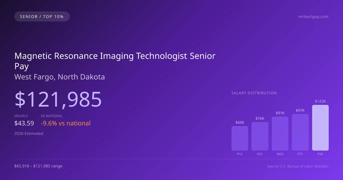 Magnetic Resonance Imaging Technologist Senior Salary in West Fargo, ND — 2026 est., based on 2025 BLS