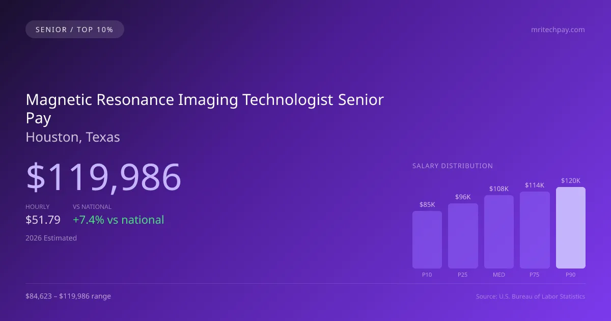 Magnetic Resonance Imaging Technologist Senior Salary in Houston, TX — 2026 est., based on 2025 BLS