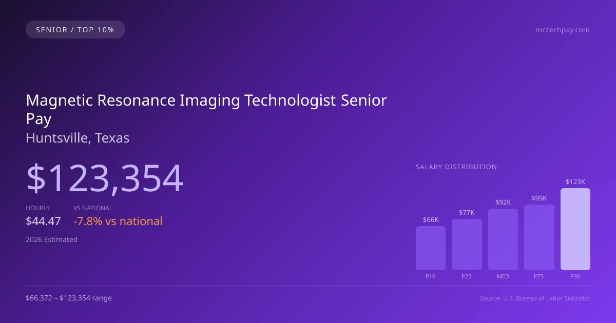 Magnetic Resonance Imaging Technologist Senior Salary in Huntsville, TX — 2026 est., based on 2025 BLS