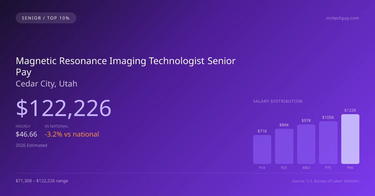 Magnetic Resonance Imaging Technologist Senior Salary in Cedar City, UT — 2026 est., based on 2025 BLS