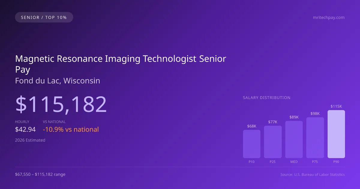 Magnetic Resonance Imaging Technologist Senior Salary in Fond du Lac, WI — 2026 est., based on 2025 BLS